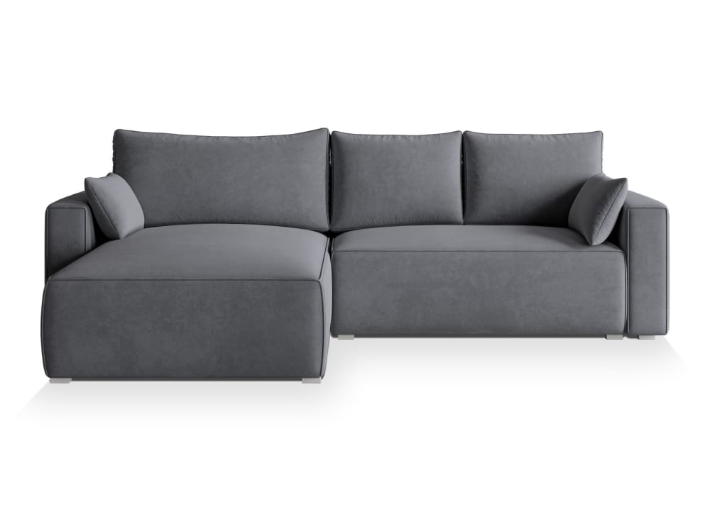 Wohnli Möbelsuche - Ecksofa mit Schlaffunktion aus Velours-Stoff