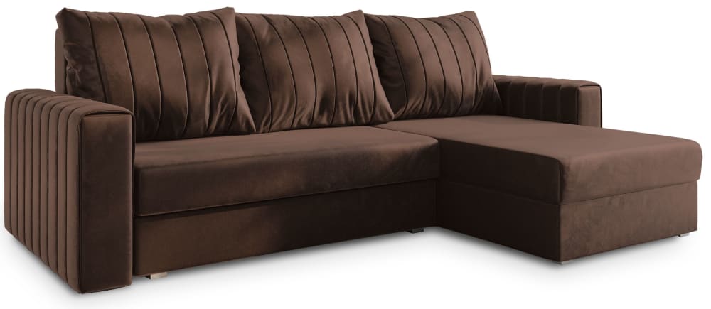 Wohnli Möbelsuche - Ecksofa mit Schlaffunktion aus Plüsch-Stoff