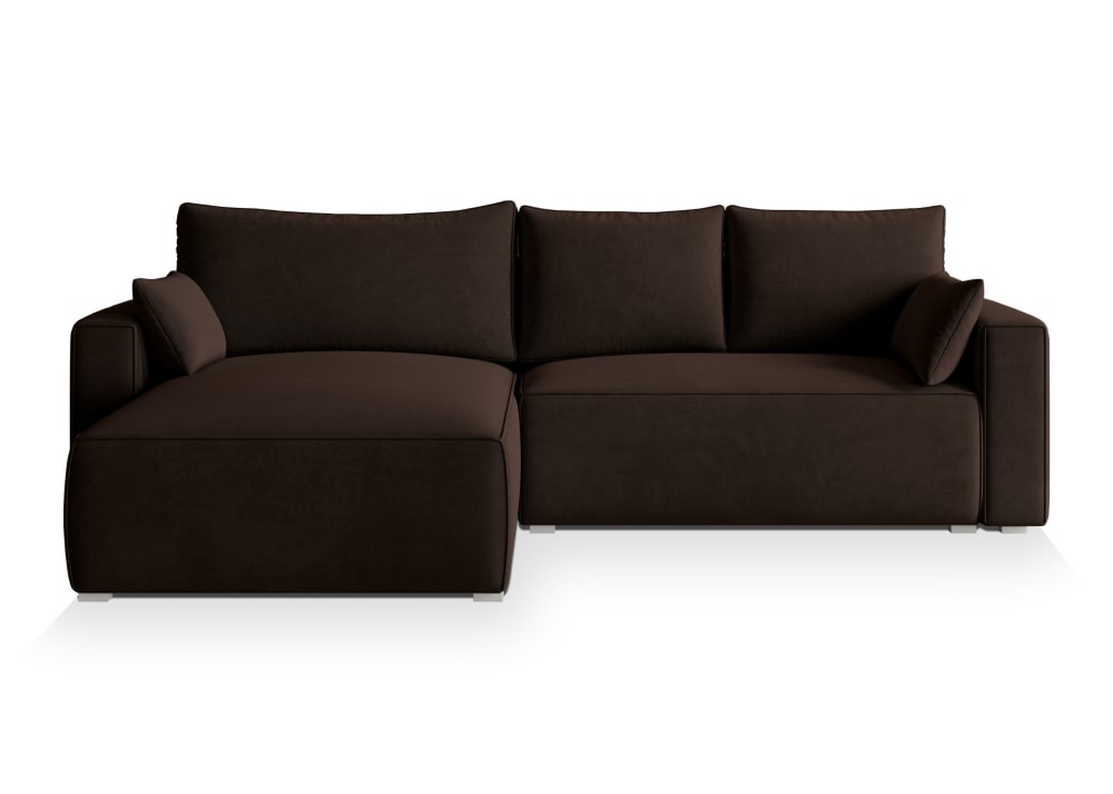 Wohnli Möbelsuche - Ecksofa mit Schlaffunktion aus Velours-Stoff