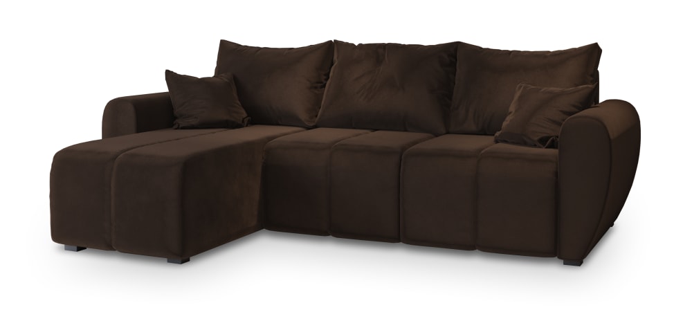 Wohnli Möbelsuche - Ecksofa mit Schlaffunktion aus Plüsch-Stoff