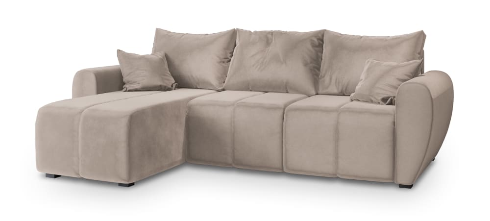 Wohnli Möbelsuche - Ecksofa mit Schlaffunktion aus Plüsch-Stoff