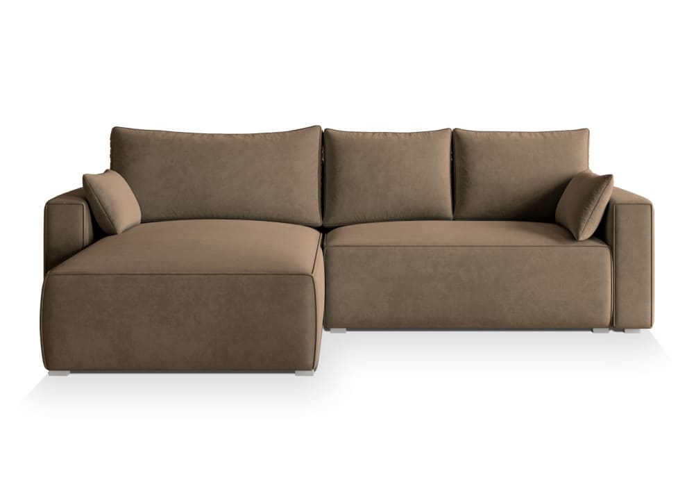 Wohnli Möbelsuche - Ecksofa mit Schlaffunktion aus Velours-Stoff