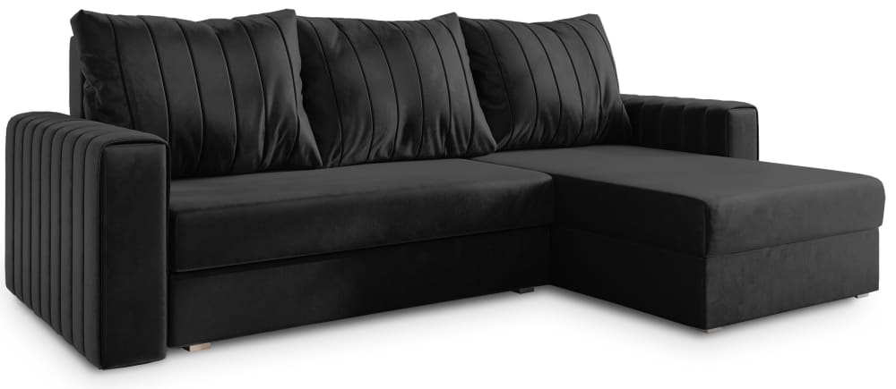 Wohnli Möbelsuche - Ecksofa mit Schlaffunktion aus Plüsch-Stoff