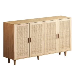 Wohnli Möbelsuche - Sideboard aus hellem Holz mit Türen aus Naturrohr.