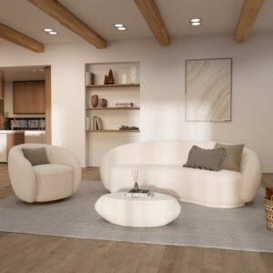 Couchtisch aus weißem Beton 105x28x69cm Beton Weiß Rendez-Vous Déco Möbel Wohnzimmermöbel Couchtische