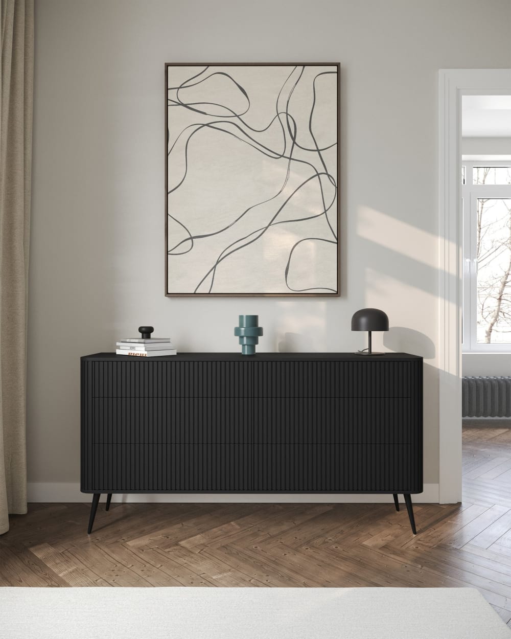 schwarz mit Metallbeinen