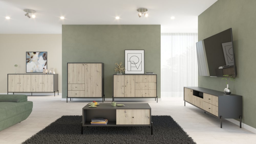 Schwarz/Artisan Eiche