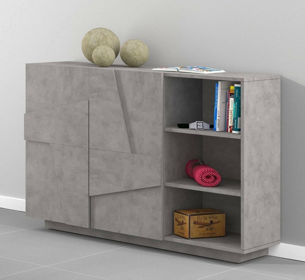 Sideboard in Holzoptik Zement 121x38h86 cm 121x86x38cm Holz Grau Dmora Möbel Esszimmermöbel Sideboards, Highboards & niedrige Anrichten