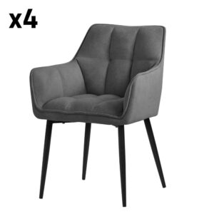 wohnli-moebel-suche-M24114471 Wohnli Möbelsuche - Esszimmerstühle 4er Set Dunkelgrau Frottee Gepolstert Metallbeinen