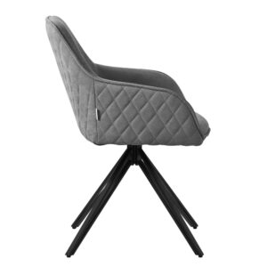 Drehstuhl 360 Grad Grau 57x85x61cm Samt Silber ML-Design Möbel Esszimmermöbel Stühle