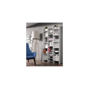 wohnli-moebel-suche-M24115767-1 Bücherregal 3 Säulen 15 Fächer - H192 cm - Weiß 96x192x25cm Spanplatte Weiß Usinestreet Möbel Wohnzimmermöbel Bücherregale