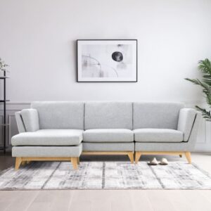 Ecksofa mit 4 Plätzen in hellgrauem Stoff 248x167x170cm Holz Grau Concept Usine Sofas und Sessel Sofas Ecksofas