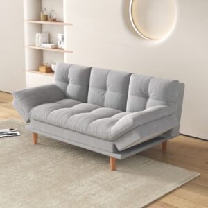 Sofa-Bett und modularer 3-Sitzer aus hellgrauem Stoff 178x86x98cm Holz Grau Concept Usine Sofas und Sessel Sofas Modulare Sofas