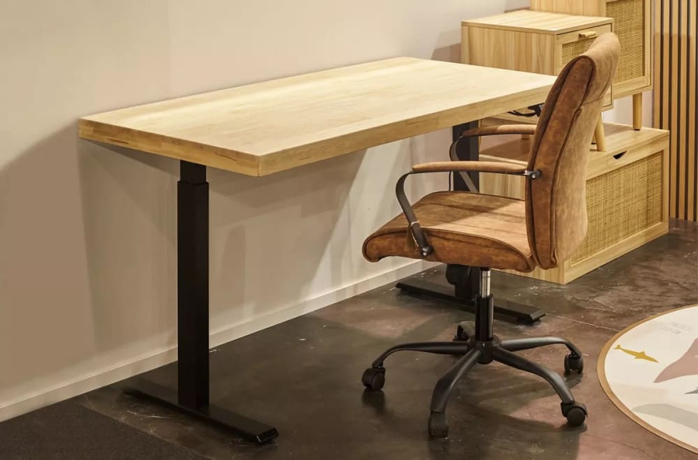 Elektrischer Klapptisch aus Eiche 140x120x70cm Holz Schwarz Mathi Design Möbel Büromöbel Schreibtische