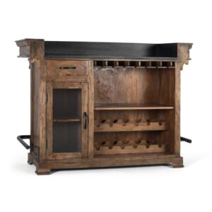 wohnli-moebel-suche-M24117792-1 Barschrank aus Mangoholz Granit und Metall 150 cm braun 150x110x62cm Holz Braun GINER Y COLOMER Möbel Esszimmermöbel Barmöbel