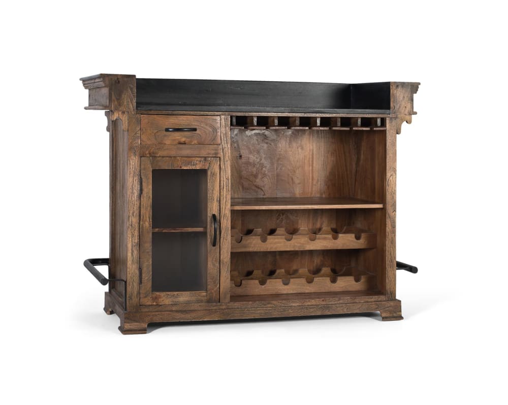 wohnli-moebel-suche-M24117792-1 Barschrank aus Mangoholz Granit und Metall 150 cm braun 150x110x62cm Holz Braun GINER Y COLOMER Möbel Esszimmermöbel Barmöbel