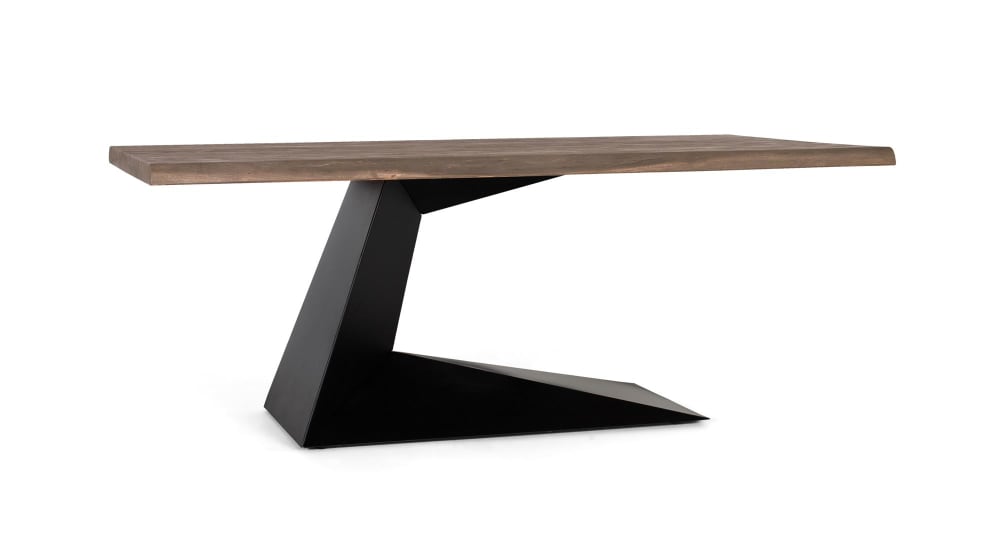 Tisch mit grauem Farbton aus Akazienholz und Metall 200 cm 200x77x100cm Holz Braun GINER Y COLOMER Möbel Esszimmermöbel Esstische