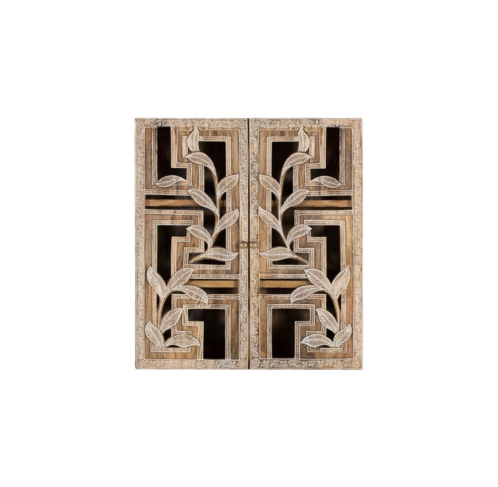 wohnli-moebel-suche-M24117811-1 Handgefertigtes Regal aus Mangoholz 150 cm 50x56x15cm Holz Braun GINER Y COLOMER Möbel Wohnzimmermöbel Regale