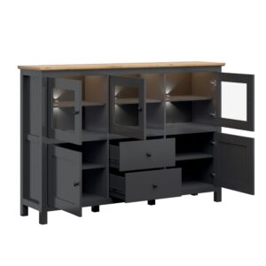 wohnli-moebel-suche-M24118121-1 186x126x44cm Spanplatte Grau Petits meubles Möbel Esszimmermöbel Sideboards, Highboards & niedrige Anrichten