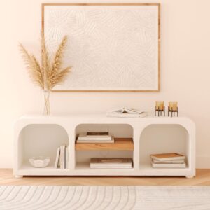 140x45x35cm Beton Weiß Rendez-Vous Déco Möbel Wohnzimmermöbel TV-Möbel