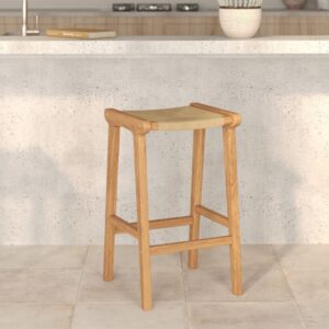 wohnli-moebel-suche-M24118149-1 Hocker für die Kücheninsel 68 cm aus Teakholz und Rattan 40x68x38cm Rattan Braun Maison Pavane Möbel Esszimmermöbel Barhocker
