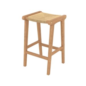 Wohnli Möbelsuche - Hocker für die Kücheninsel 68 cm aus Teakholz und Rattan