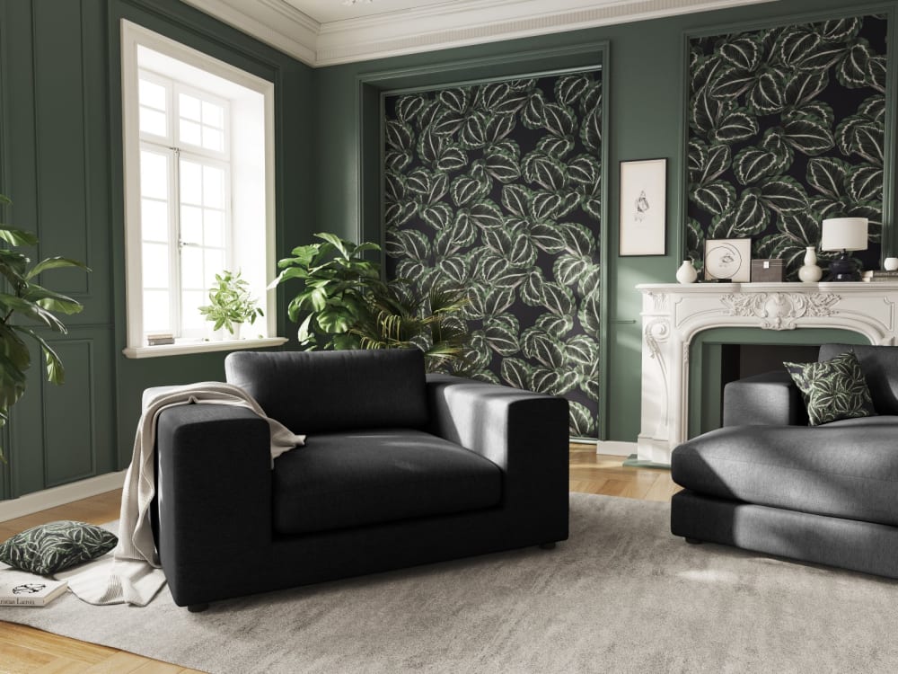 5-Sitzer Sofa aus strukturiertem Stoff schwarz