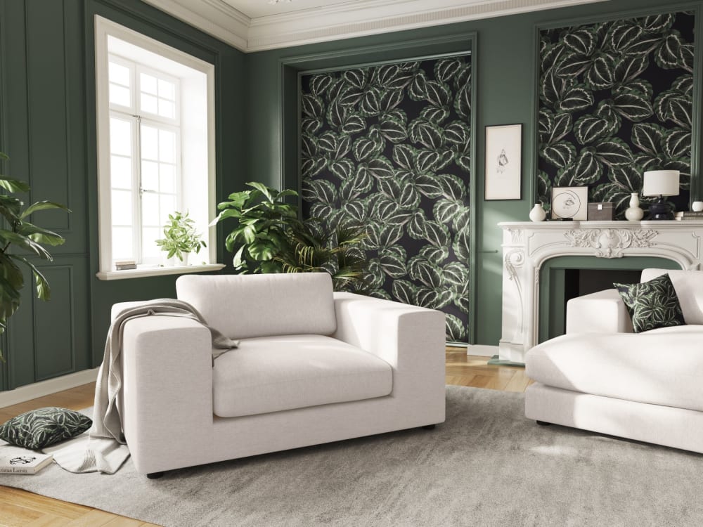 5-Sitzer Sofa aus strukturiertem Stoff weiß