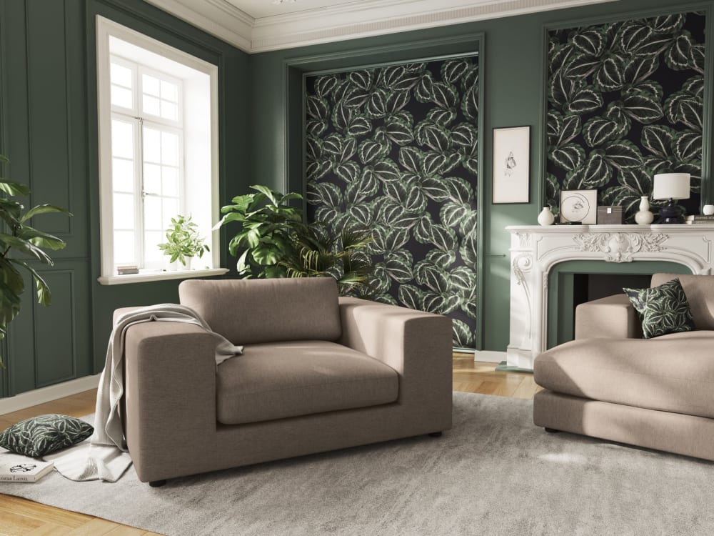 5-Sitzer Sofa aus strukturiertem Stoff hellbraun