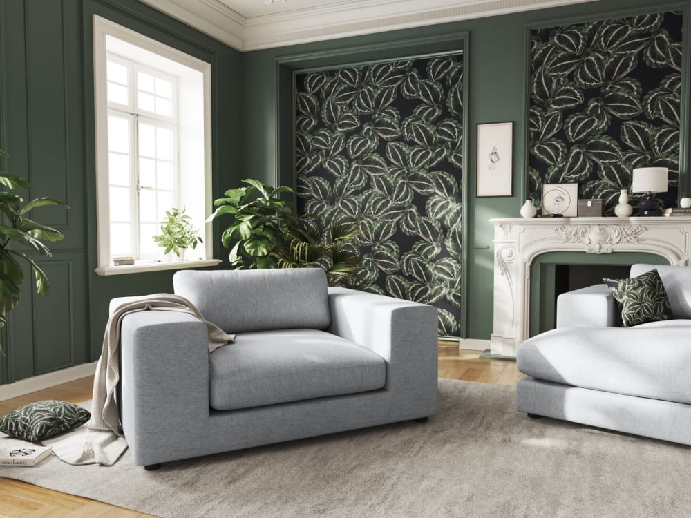 5-Sitzer Sofa aus strukturiertem Stoff hellgrau
