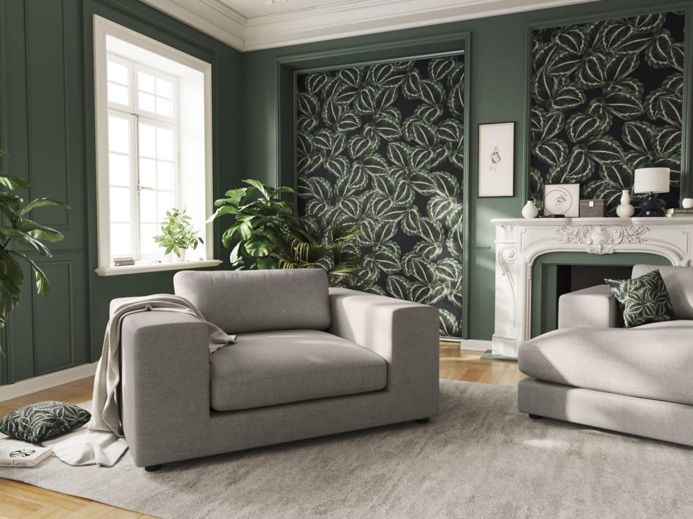 5-Sitzer Sofa aus strukturiertem Stoff grau