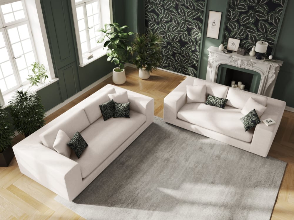 3-Sitzer Sofa aus strukturiertem Stoff weiß 220x72x122cm Stoff Weiß CXL by Christian Lacroix Sofas und Sessel Sofas 2-Sitzer-Sofas & 3-Sitzer-Sofas