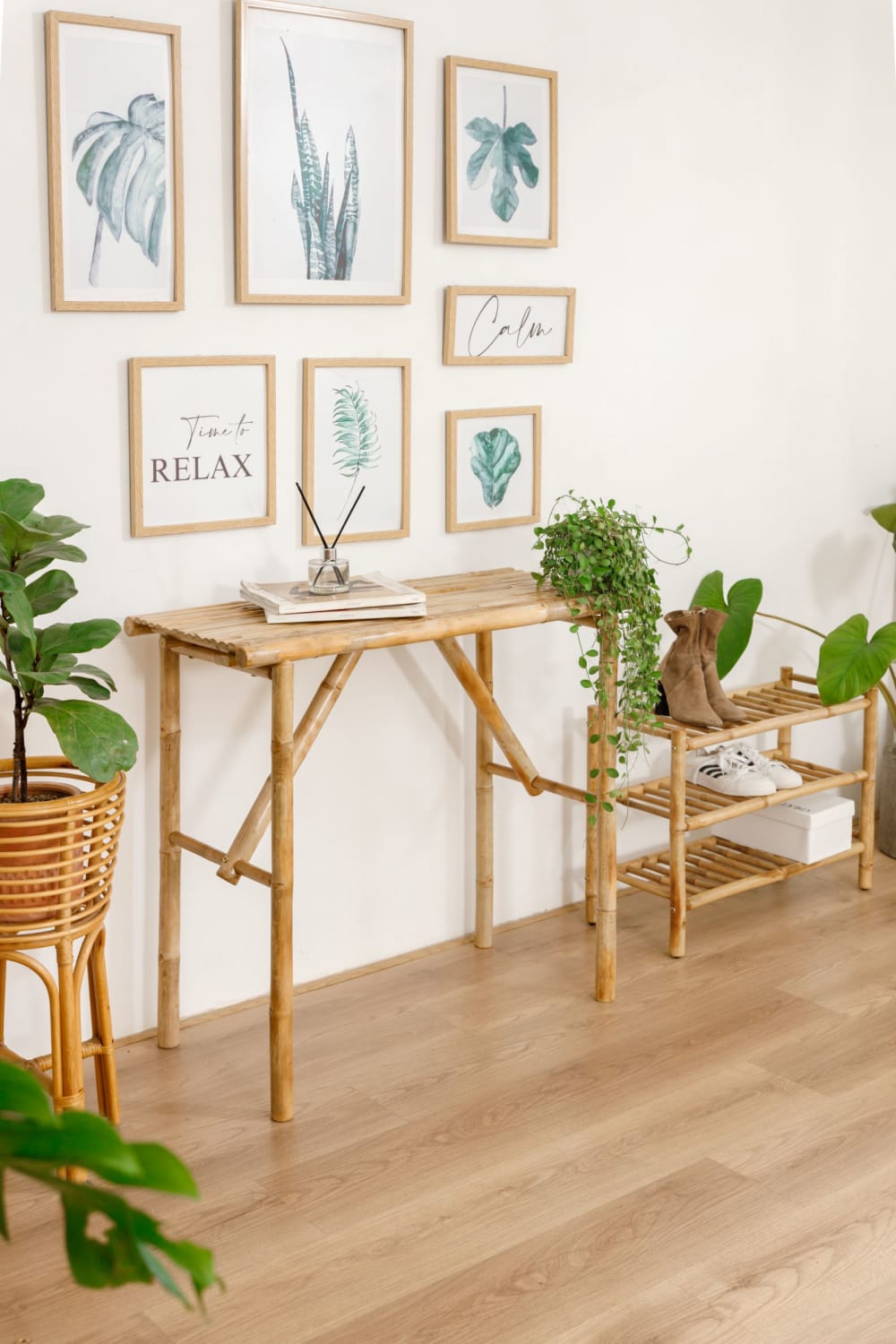 Konsolentisch aus Bambuholz 90x76x90cm Holz Braun Nordlys Möbel Wohnzimmermöbel Konsolentische