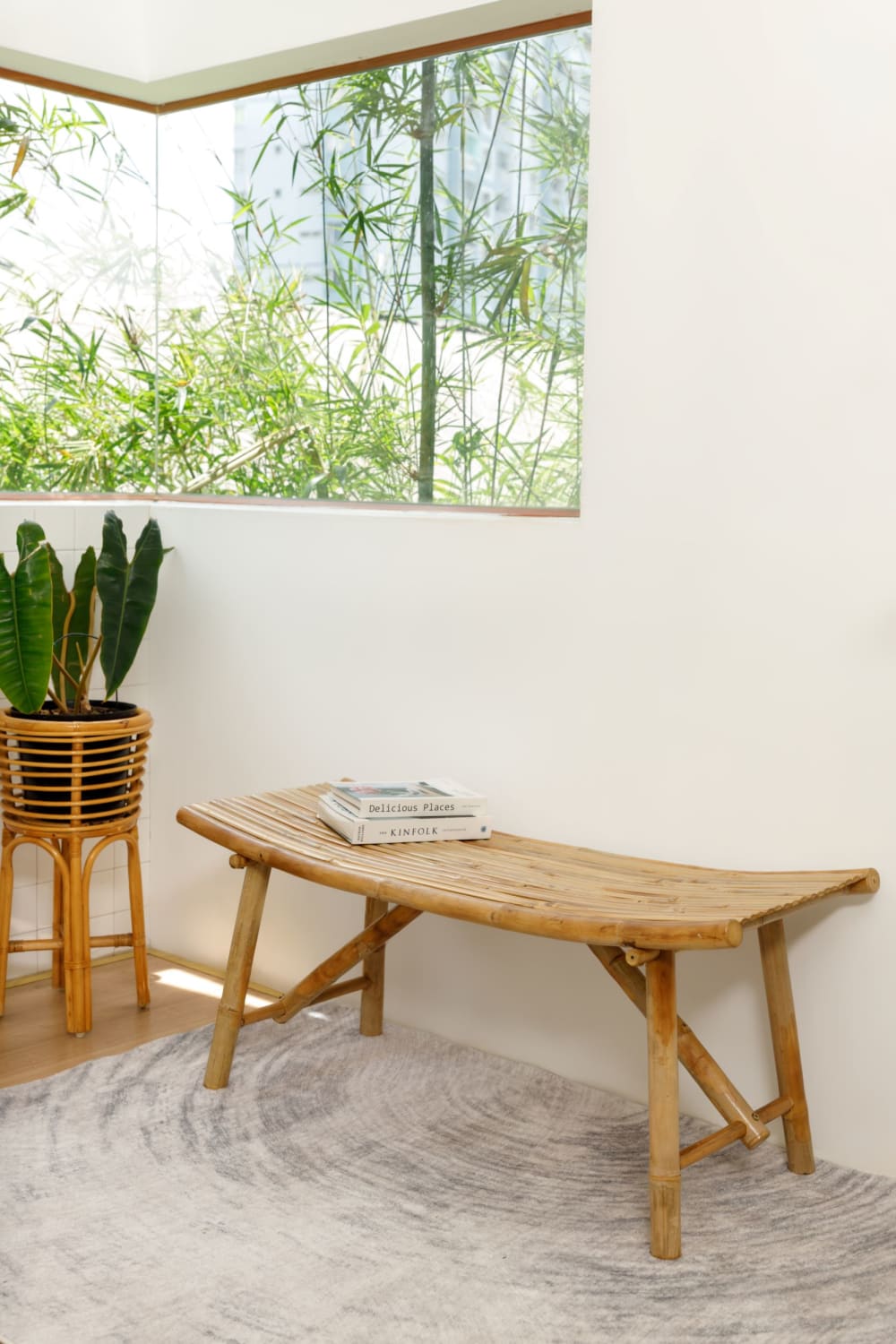 Sitzbank aus Bambuholz 44x50x110cm Holz Braun Nordlys Möbel Esszimmermöbel Sitzbank und Holzbank