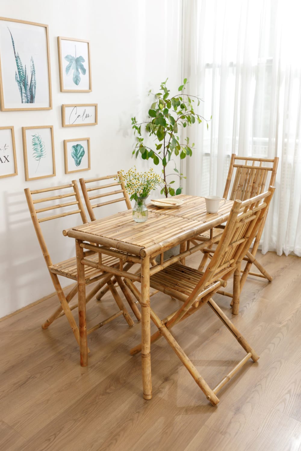 Esstisch aus Bambuholz (4 Personen) 55x75x110cm Holz Braun Nordlys Möbel Esszimmermöbel Esstische