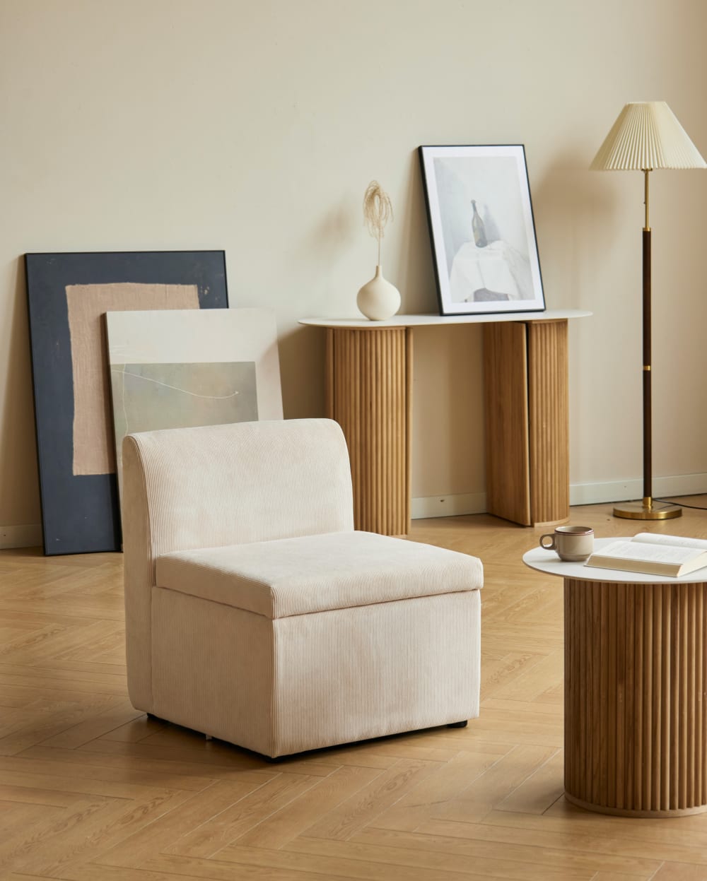 Modulares Sofa (1-Sitzer) aus Cordsamt Beige 60x68x60cm Stoff Beige Nordlys Sofas und Sessel Sofas 2-Sitzer-Sofas & 3-Sitzer-Sofas