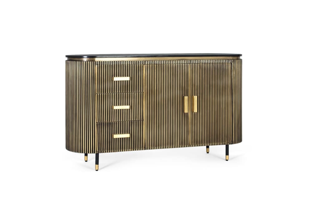 Sideboard aus Mangoholz und Bronze 150 cm 150x86x40cm Holz Gold GINER Y COLOMER Möbel Esszimmermöbel Sideboards, Highboards & niedrige Anrichten