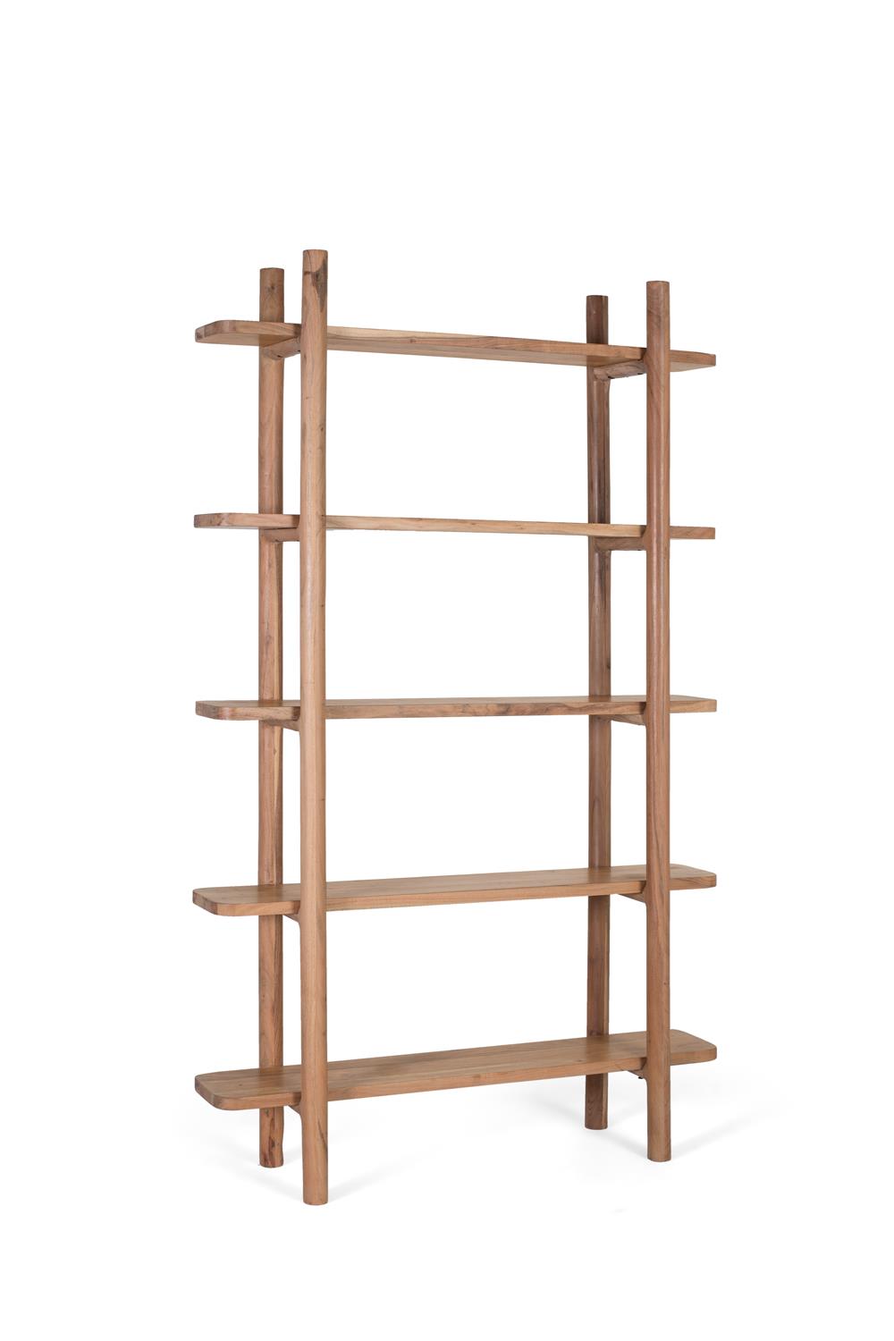 Handgefertigtes Bücherregal aus Akazienholz 110 cm 110x180x30cm Holz Braun GINER Y COLOMER Möbel Wohnzimmermöbel Regale