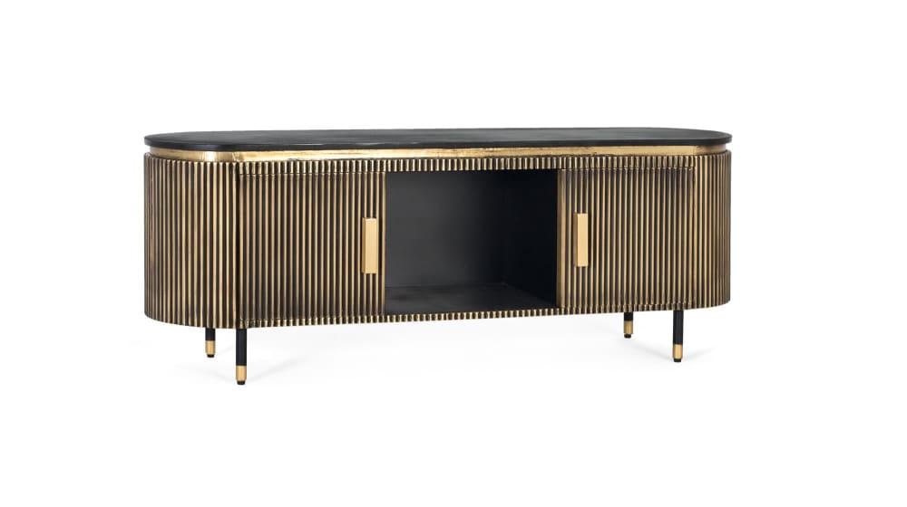 wohnli-moebel-suche-M24119164-1 TV-Schrank aus Mangoholz und Bronze 150 cm 150x56x40cm Holz Gold GINER Y COLOMER Möbel Wohnzimmermöbel TV-Möbel