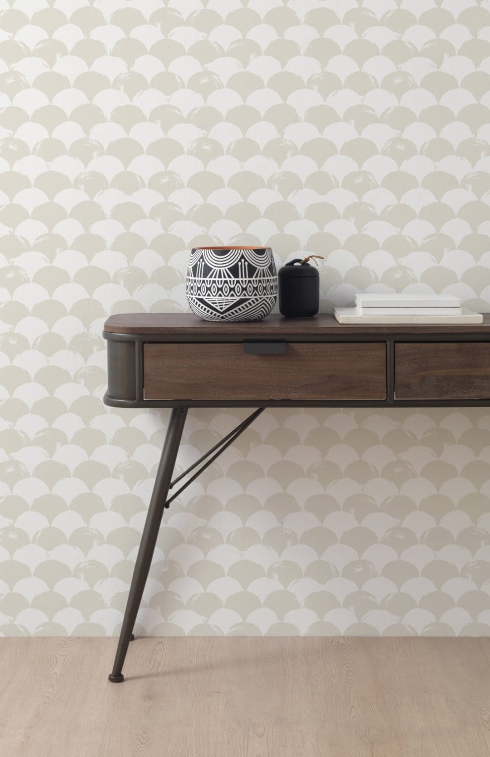 Konsole aus Metall mit Arbeitsplatte und 2 Schubladen aus Holz 33x74x121cm Spanplatte Braun GEESE HOME Möbel Wohnzimmermöbel Konsolentische