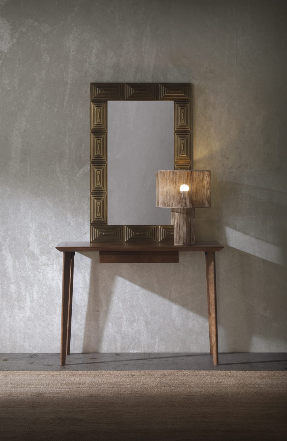 Konsole mit einer Schublade aus massivem Akazienholz 40x78x110cm Holz Braun GEESE HOME Möbel Wohnzimmermöbel Konsolentische