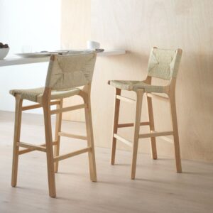 wohnli-moebel-suche-M24119892-1 Set aus 2 Holzhockern aus Gummibaumholz 46x105x46cm Holz Braun GEESE HOME Möbel Esszimmermöbel Barhocker