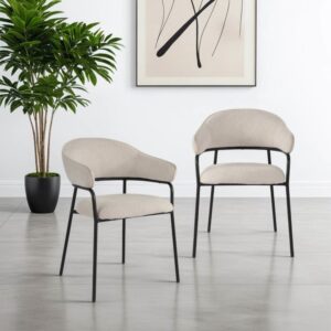 Set aus 2 Esszimmerstühlen in Perlenweiß und Schwarz aus Stoff 57x83x57cm PES - Polyester Weiß Mobili Rebecca Möbel Esszimmermöbel Stühle