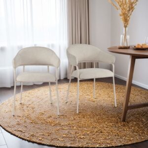Set aus 2 Esszimmerstühlen in Perlenweiß aus Stoff 57x83x57cm Polyester Weiß Mobili Rebecca Möbel Esszimmermöbel Stühle