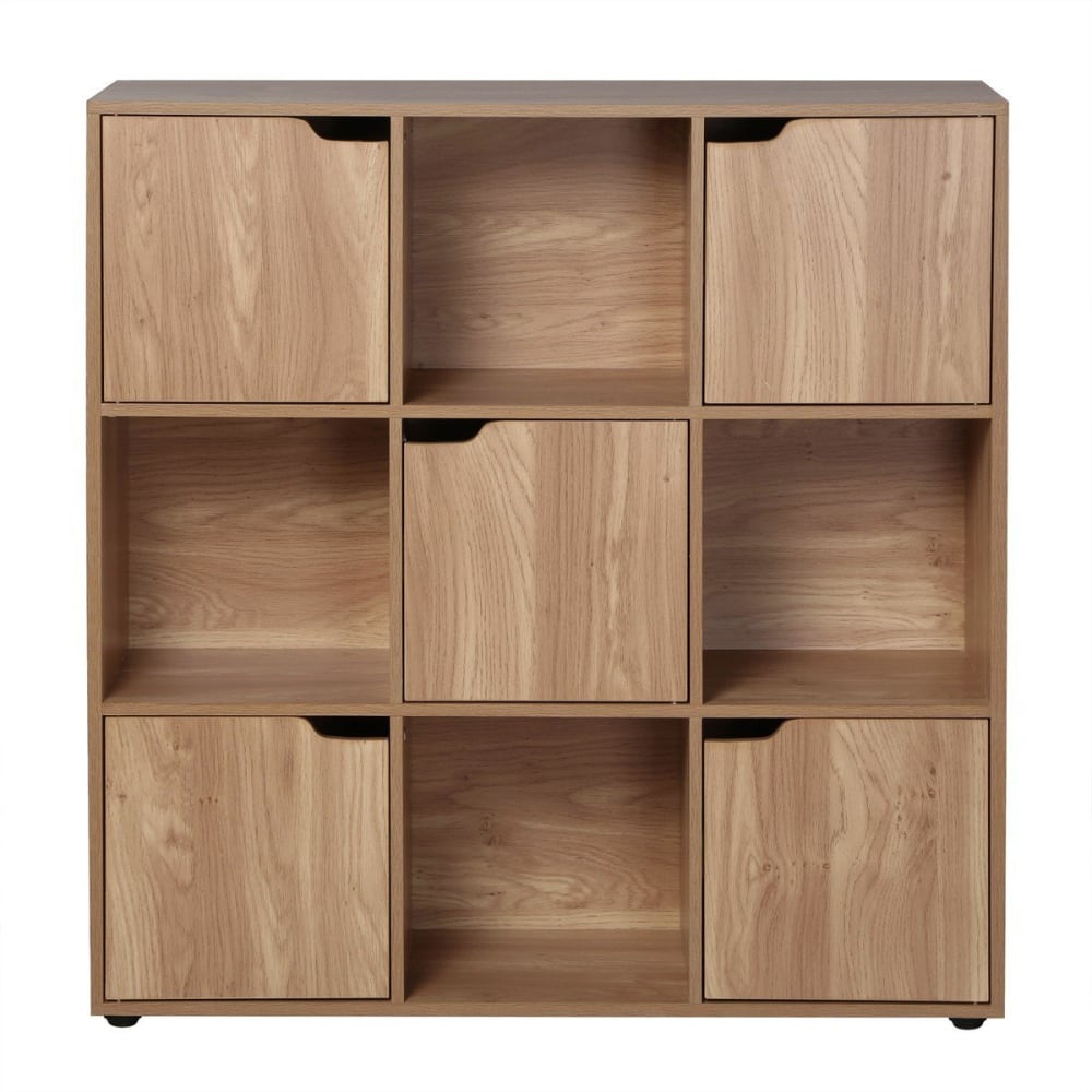 wohnli-moebel-suche-M24122677 Wohnli Möbelsuche - Möbelstück 9 Fächer mit 5 Türen Holzdekor B89 cm