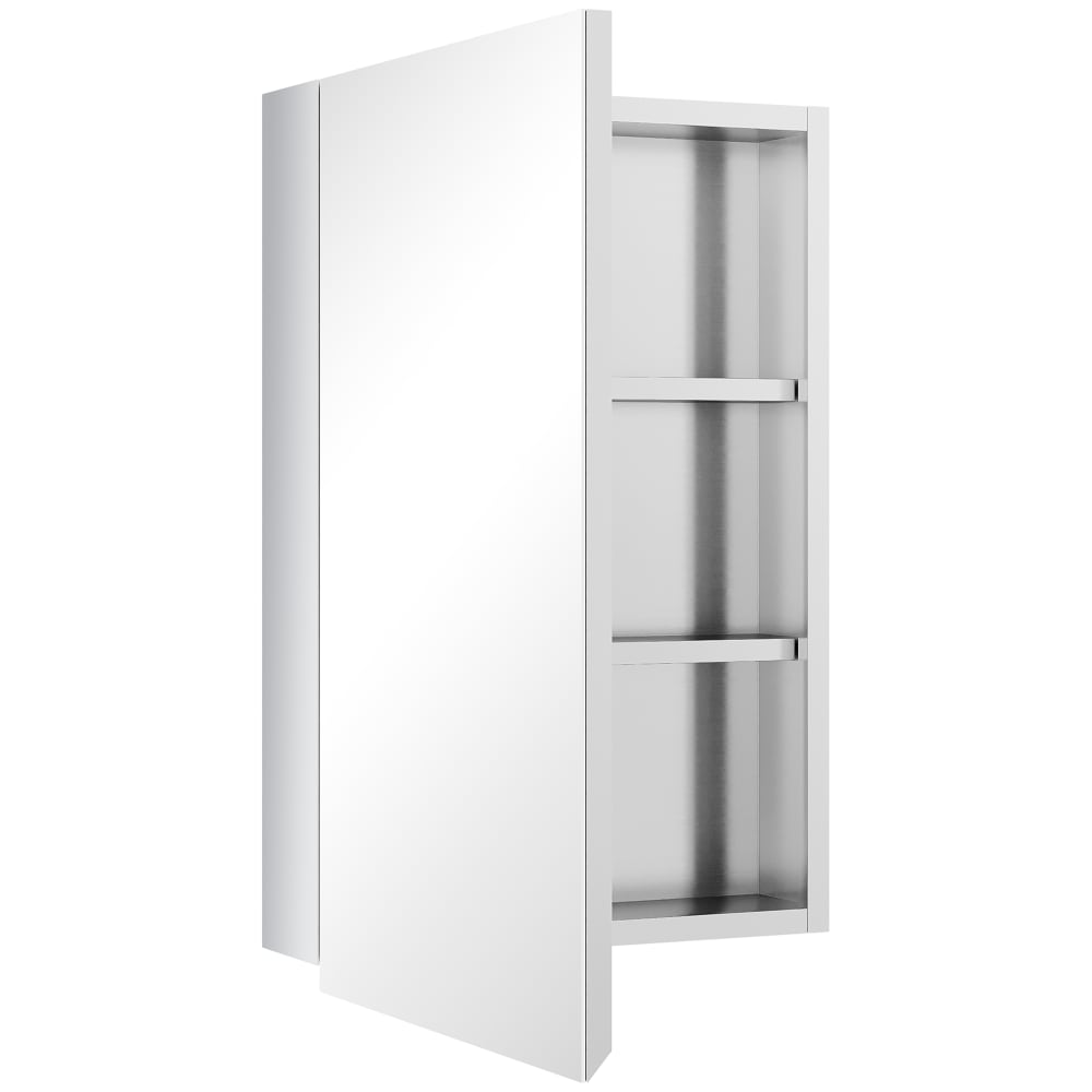 wohnli-moebel-suche-M24122733 Wohnli Möbelsuche - Armoire miroir murale salle de bain porte 2 étagères cm acier inox.