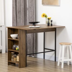 wohnli-moebel-suche-M24122744-1 Table de bar extensible design industriel métal noir aspect bois noyer 120x91x76cm Spanplatte Braun Homcom Möbel Esszimmermöbel Barmöbel