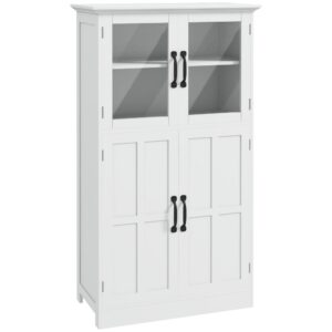 wohnli-moebel-suche-M24122785 Wohnli Möbelsuche - Vitrinenschrank 4Türen 2Böden Weiß Metallgriffe & Glas