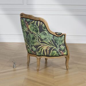 Bergère-Sessel aus Holz und bedrucktem Leinen Leinen 73x90x74cm Holz Beige Robin des Bois Sofas und Sessel Sessel, Poufs und Fußbänke Sessel
