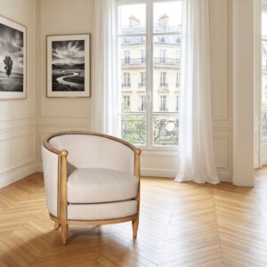 Sessel aus massivem Eichenholz und Premium-Leinen Beige 64x70x63cm Holz Beige Robin des Bois Sofas und Sessel Sessel, Poufs und Fußbänke Sessel